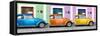 ¡Viva Mexico! Panoramic Collection - Three VW Beetle Cars with Colors Street Wall V-Philippe Hugonnard-Framed Stretched Canvas