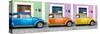 ¡Viva Mexico! Panoramic Collection - Three VW Beetle Cars with Colors Street Wall V-Philippe Hugonnard-Stretched Canvas