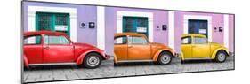 ¡Viva Mexico! Panoramic Collection - Three VW Beetle Cars with Colors Street Wall VII-Philippe Hugonnard-Mounted Photographic Print