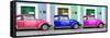 ¡Viva Mexico! Panoramic Collection - Three VW Beetle Cars with Colors Street Wall X-Philippe Hugonnard-Framed Stretched Canvas