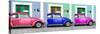 ¡Viva Mexico! Panoramic Collection - Three VW Beetle Cars with Colors Street Wall X-Philippe Hugonnard-Stretched Canvas