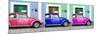 ¡Viva Mexico! Panoramic Collection - Three VW Beetle Cars with Colors Street Wall X-Philippe Hugonnard-Mounted Photographic Print