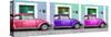 ¡Viva Mexico! Panoramic Collection - Three VW Beetle Cars with Colors Street Wall XI-Philippe Hugonnard-Stretched Canvas