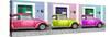 ¡Viva Mexico! Panoramic Collection - Three VW Beetle Cars with Colors Street Wall XII-Philippe Hugonnard-Stretched Canvas