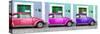 ¡Viva Mexico! Panoramic Collection - Three VW Beetle Cars with Colors Street Wall XIX-Philippe Hugonnard-Stretched Canvas