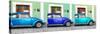 ¡Viva Mexico! Panoramic Collection - Three VW Beetle Cars with Colors Street Wall XVI-Philippe Hugonnard-Stretched Canvas