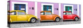 ¡Viva Mexico! Panoramic Collection - Three VW Beetle Cars with Colors Street Wall XVII-Philippe Hugonnard-Stretched Canvas