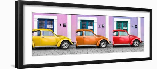 ¡Viva Mexico! Panoramic Collection - Three VW Beetle Cars with Colors Street Wall XVII-Philippe Hugonnard-Framed Premium Photographic Print