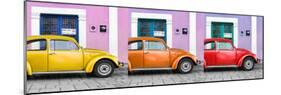 ¡Viva Mexico! Panoramic Collection - Three VW Beetle Cars with Colors Street Wall XVII-Philippe Hugonnard-Mounted Photographic Print