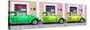 ¡Viva Mexico! Panoramic Collection - Three VW Beetle Cars with Colors Street Wall XVIII-Philippe Hugonnard-Stretched Canvas