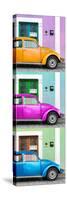 ¡Viva Mexico! Panoramic Collection - Three VW Beetle Cars with Colors Street Wall XX-Philippe Hugonnard-Stretched Canvas