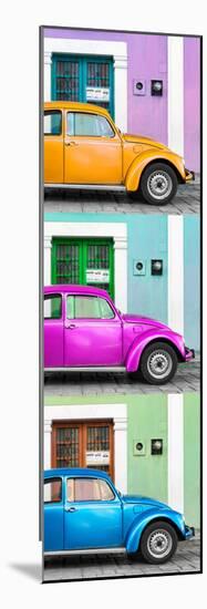 ¡Viva Mexico! Panoramic Collection - Three VW Beetle Cars with Colors Street Wall XX-Philippe Hugonnard-Mounted Photographic Print