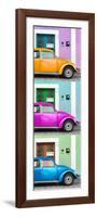 ¡Viva Mexico! Panoramic Collection - Three VW Beetle Cars with Colors Street Wall XX-Philippe Hugonnard-Framed Photographic Print