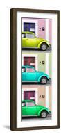 ¡Viva Mexico! Panoramic Collection - Three VW Beetle Cars with Colors Street Wall XXI-Philippe Hugonnard-Framed Photographic Print