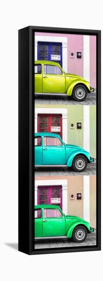 ¡Viva Mexico! Panoramic Collection - Three VW Beetle Cars with Colors Street Wall XXI-Philippe Hugonnard-Framed Stretched Canvas