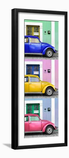 ¡Viva Mexico! Panoramic Collection - Three VW Beetle Cars with Colors Street Wall XXIII-Philippe Hugonnard-Framed Photographic Print