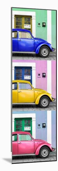 ¡Viva Mexico! Panoramic Collection - Three VW Beetle Cars with Colors Street Wall XXIII-Philippe Hugonnard-Mounted Photographic Print