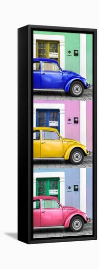 ¡Viva Mexico! Panoramic Collection - Three VW Beetle Cars with Colors Street Wall XXIII-Philippe Hugonnard-Framed Stretched Canvas