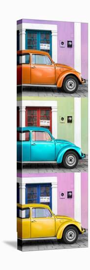 ¡Viva Mexico! Panoramic Collection - Three VW Beetle Cars with Colors Street Wall XXIV-Philippe Hugonnard-Stretched Canvas