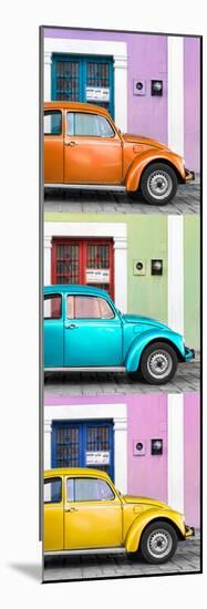 ¡Viva Mexico! Panoramic Collection - Three VW Beetle Cars with Colors Street Wall XXIV-Philippe Hugonnard-Mounted Photographic Print