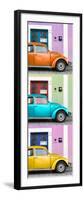 ¡Viva Mexico! Panoramic Collection - Three VW Beetle Cars with Colors Street Wall XXIV-Philippe Hugonnard-Framed Photographic Print