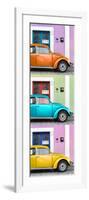 ¡Viva Mexico! Panoramic Collection - Three VW Beetle Cars with Colors Street Wall XXIV-Philippe Hugonnard-Framed Photographic Print