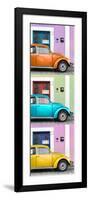 ¡Viva Mexico! Panoramic Collection - Three VW Beetle Cars with Colors Street Wall XXIV-Philippe Hugonnard-Framed Photographic Print