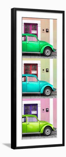 ¡Viva Mexico! Panoramic Collection - Three VW Beetle Cars with Colors Street Wall XXIX-Philippe Hugonnard-Framed Photographic Print