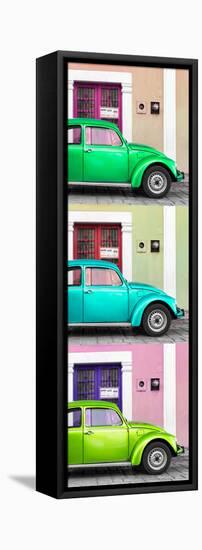 ¡Viva Mexico! Panoramic Collection - Three VW Beetle Cars with Colors Street Wall XXIX-Philippe Hugonnard-Framed Stretched Canvas