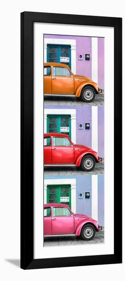 ¡Viva Mexico! Panoramic Collection - Three VW Beetle Cars with Colors Street Wall XXVI-Philippe Hugonnard-Framed Photographic Print