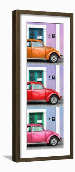 ¡Viva Mexico! Panoramic Collection - Three VW Beetle Cars with Colors Street Wall XXVI-Philippe Hugonnard-Framed Photographic Print