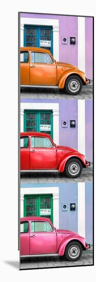 ¡Viva Mexico! Panoramic Collection - Three VW Beetle Cars with Colors Street Wall XXVI-Philippe Hugonnard-Mounted Photographic Print