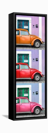 ¡Viva Mexico! Panoramic Collection - Three VW Beetle Cars with Colors Street Wall XXVI-Philippe Hugonnard-Framed Stretched Canvas