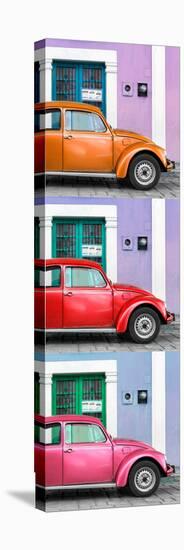 ¡Viva Mexico! Panoramic Collection - Three VW Beetle Cars with Colors Street Wall XXVI-Philippe Hugonnard-Stretched Canvas