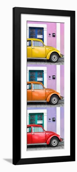 ¡Viva Mexico! Panoramic Collection - Three VW Beetle Cars with Colors Street Wall XXVII-Philippe Hugonnard-Framed Photographic Print