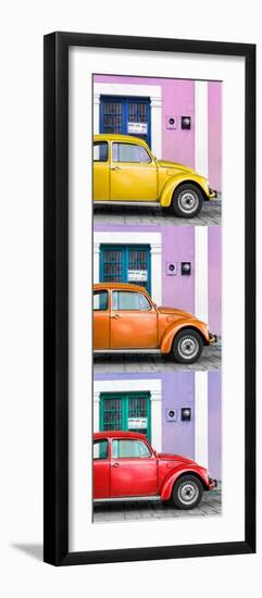 ¡Viva Mexico! Panoramic Collection - Three VW Beetle Cars with Colors Street Wall XXVII-Philippe Hugonnard-Framed Photographic Print