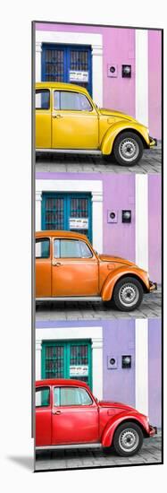 ¡Viva Mexico! Panoramic Collection - Three VW Beetle Cars with Colors Street Wall XXVII-Philippe Hugonnard-Mounted Photographic Print