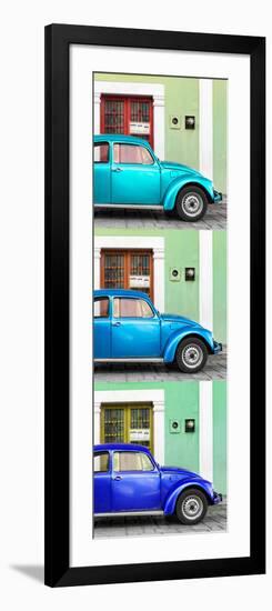 ¡Viva Mexico! Panoramic Collection - Three VW Beetle Cars with Colors Street Wall XXVIII-Philippe Hugonnard-Framed Photographic Print