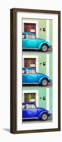 ¡Viva Mexico! Panoramic Collection - Three VW Beetle Cars with Colors Street Wall XXVIII-Philippe Hugonnard-Framed Photographic Print