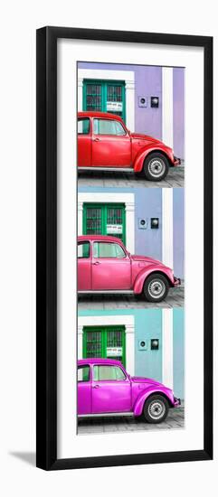 ¡Viva Mexico! Panoramic Collection - Three VW Beetle Cars with Colors Street Wall XXX-Philippe Hugonnard-Framed Photographic Print
