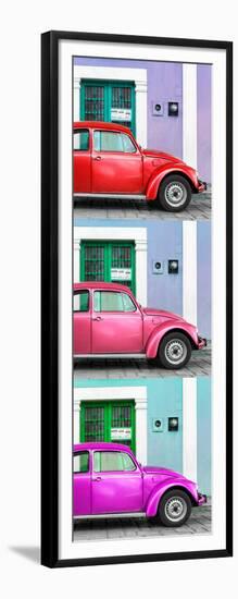 ¡Viva Mexico! Panoramic Collection - Three VW Beetle Cars with Colors Street Wall XXX-Philippe Hugonnard-Framed Photographic Print