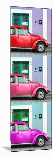 ¡Viva Mexico! Panoramic Collection - Three VW Beetle Cars with Colors Street Wall XXX-Philippe Hugonnard-Mounted Photographic Print