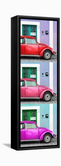 ¡Viva Mexico! Panoramic Collection - Three VW Beetle Cars with Colors Street Wall XXX-Philippe Hugonnard-Framed Stretched Canvas