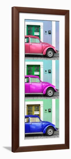 ¡Viva Mexico! Panoramic Collection - Three VW Beetle Cars with Colors Street Wall XXXI-Philippe Hugonnard-Framed Photographic Print