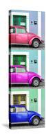 ¡Viva Mexico! Panoramic Collection - Three VW Beetle Cars with Colors Street Wall XXXI-Philippe Hugonnard-Stretched Canvas