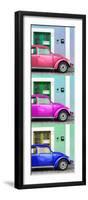 ¡Viva Mexico! Panoramic Collection - Three VW Beetle Cars with Colors Street Wall XXXI-Philippe Hugonnard-Framed Photographic Print