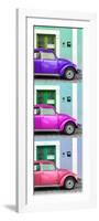 ¡Viva Mexico! Panoramic Collection - Three VW Beetle Cars with Colors Street Wall XXXII-Philippe Hugonnard-Framed Photographic Print