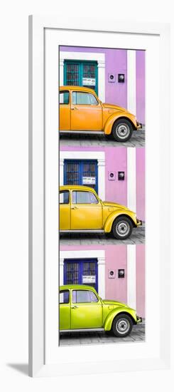 ¡Viva Mexico! Panoramic Collection - Three VW Beetle Cars with Colors Street Wall XXXIII-Philippe Hugonnard-Framed Photographic Print