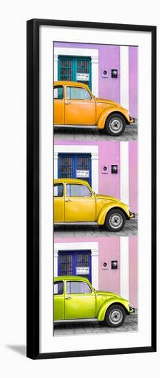 ¡Viva Mexico! Panoramic Collection - Three VW Beetle Cars with Colors Street Wall XXXIII-Philippe Hugonnard-Framed Photographic Print
