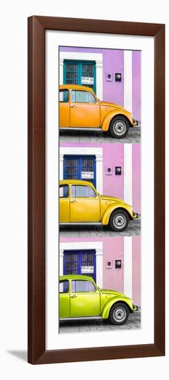 ¡Viva Mexico! Panoramic Collection - Three VW Beetle Cars with Colors Street Wall XXXIII-Philippe Hugonnard-Framed Photographic Print